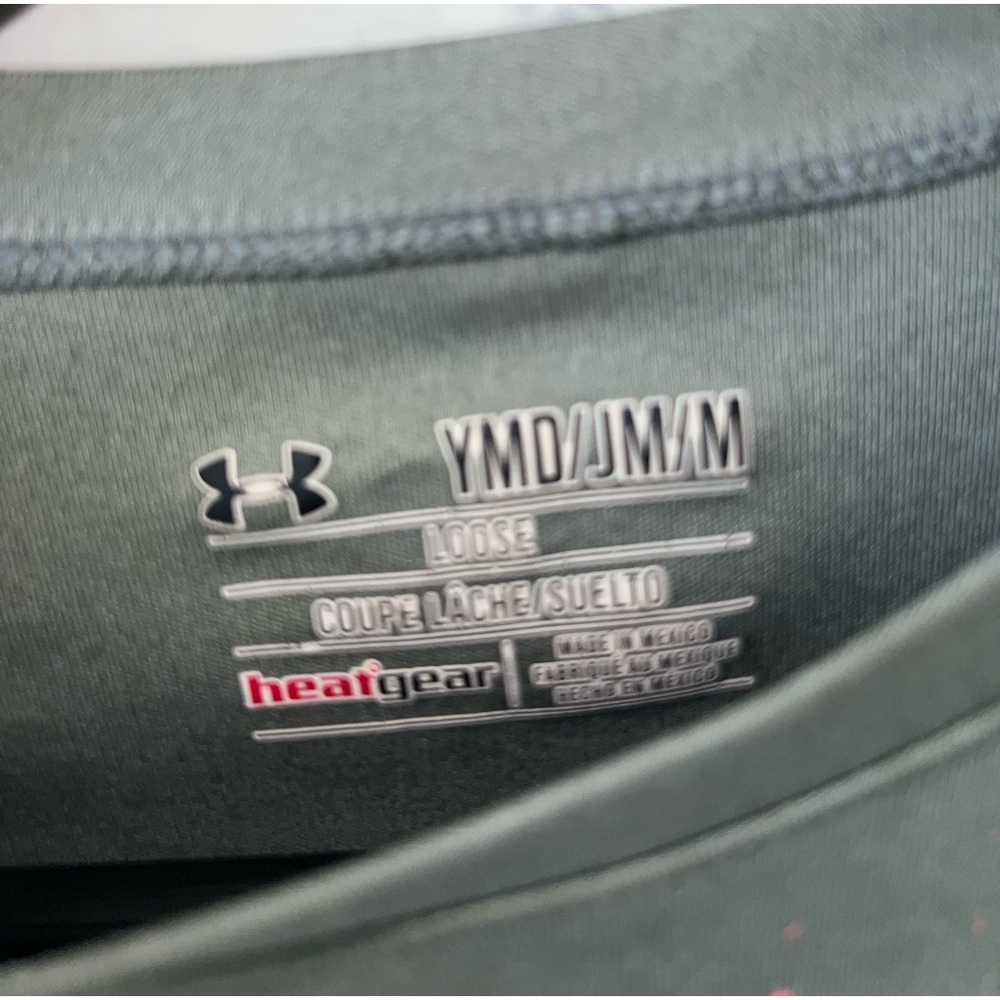 under armour heat gear gray & pink shirt size YMD - Picture 5 of 6